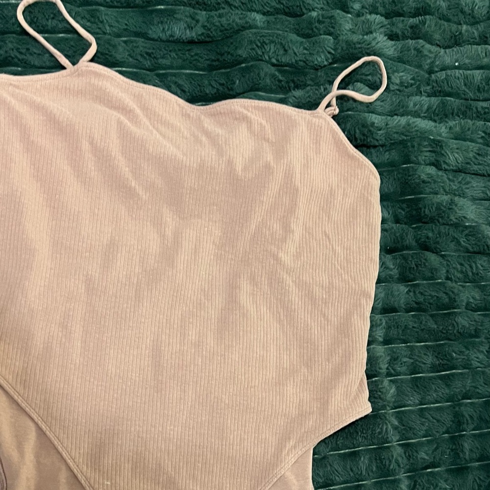 Women's Ribbed Bodysuit in Tan